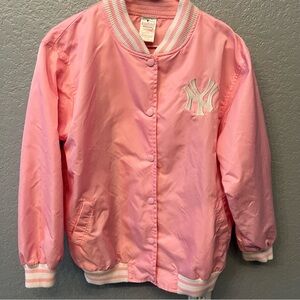 Pink New York Yankees Bomber Jacket Youth 16 MLB Streetwear Satin Vintage